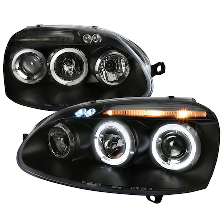 Spec-D Tuning 06-08 Volkswagen Golf Halo LED Projector Black LHP-GLF05JM-TM
